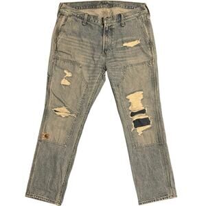 Abercrombie & Fitch Distressed & Reworked Carhartt Style Double Knee Jeans 33x32